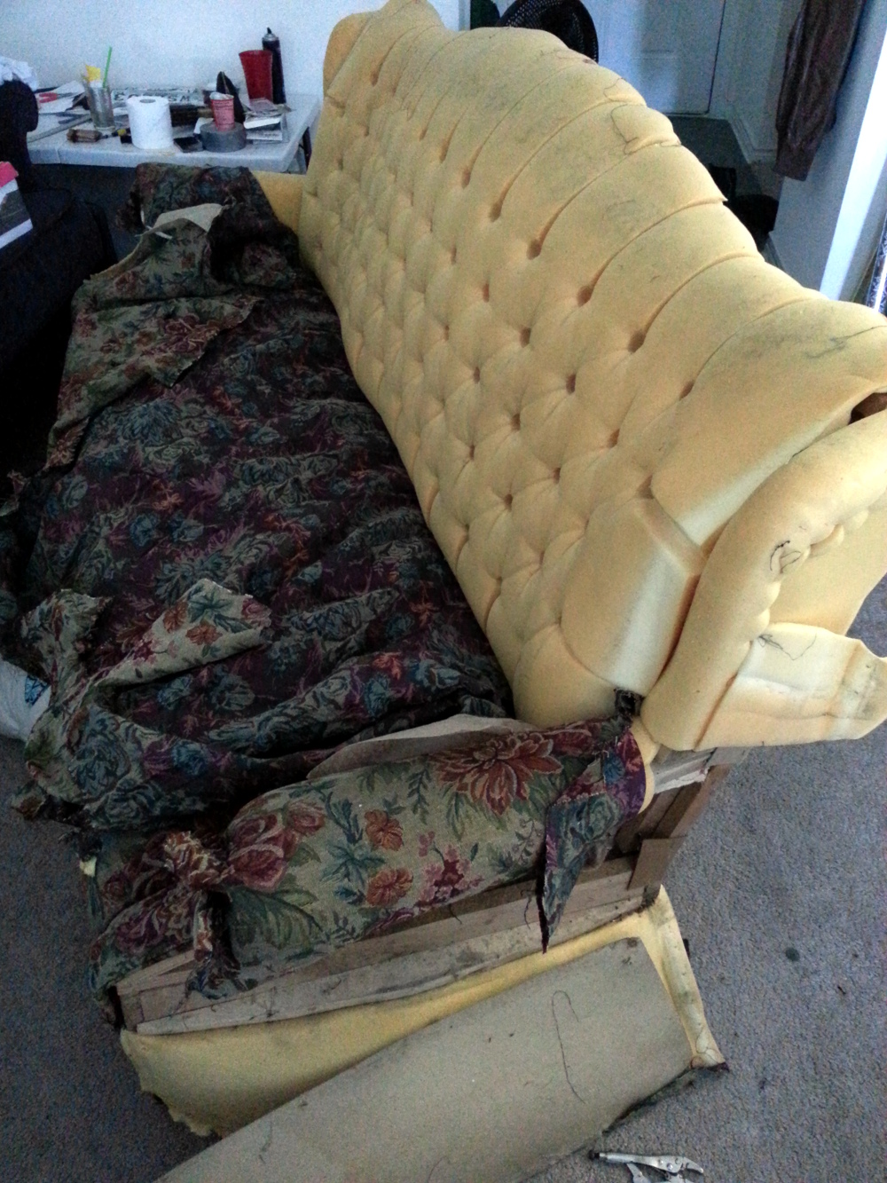 Tufted Headboard from an Ugly Couch Chezlin